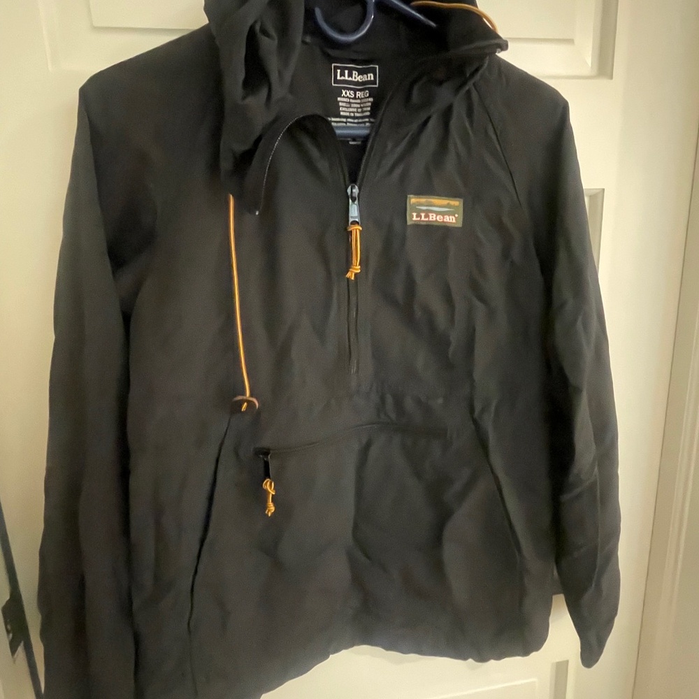 LL Bean Black Windbreaker Anorak - XXS